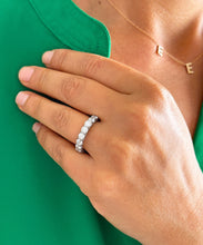 Load image into Gallery viewer, 14K Solid White Gold Round Cut Forever One Moissanite And Natural Diamonds Eternity Band three sided 5.50ctw