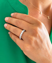 Load image into Gallery viewer, 14K Solid White Gold Round Cut Moissanite And Natural Diamonds Eternity Band three sided 5.50ctw