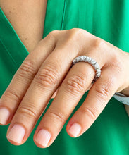 Load image into Gallery viewer, 14K Solid White Gold Round Cut Moissanite And Natural Diamonds Eternity Band three sided 5.50ctw