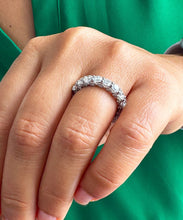 Load image into Gallery viewer, 14K Solid White Gold Round Cut Moissanite And Natural Diamonds Eternity Band three sided 5.50ctw