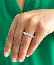 Load image into Gallery viewer, 14K Solid White Gold Round Cut Moissanite And Natural Diamonds Eternity Band three sided 5.50ctw