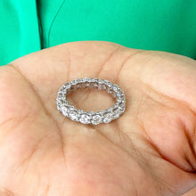 Load image into Gallery viewer, 14K Solid White Gold Round Cut Forever One Moissanite And Natural Diamonds Eternity Band three sided 5.50ctw