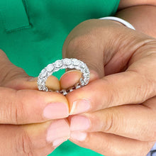 Load image into Gallery viewer, 14K Solid White Gold Round Cut Moissanite And Natural Diamonds Eternity Band three sided 5.50ctw