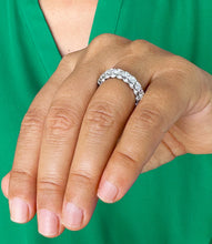 Load image into Gallery viewer, 14K Solid White Gold Round Cut Moissanite And Natural Diamonds Eternity Band three sided 5.50ctw