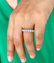 Load image into Gallery viewer, 14K Solid White Gold Round Cut Forever One Moissanite And Natural Diamonds Eternity Band three sided 5.50ctw
