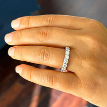 Load image into Gallery viewer, 14K Solid White Gold Round Cut Forever One Moissanite And Natural Diamonds Eternity Band three sided 5.50ctw