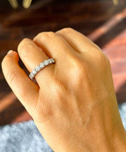 Load image into Gallery viewer, 14K Solid White Gold Round Cut Forever One Moissanite And Natural Diamonds Eternity Band three sided 5.50ctw