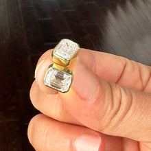 Load image into Gallery viewer, Large 14K Solid Yellow Gold Emerald Cut Moissanite Stud Earrings Screw back style Bezel Set 5.00ctw