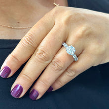 Load image into Gallery viewer, 14K Solid White Gold Round Cut Moissanites Engagement Ring Eternity Style Prong Set 4.00ctw