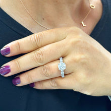 Load image into Gallery viewer, 14K Solid White Gold Round Cut Moissanites Engagement Ring Eternity Style Prong Set 4.00ctw