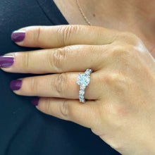 Load image into Gallery viewer, 14K Solid White Gold Round Cut Simulated Diamonds Engagement Ring Prong Set Eternity Style Wedding Bridal Anniversary 4.00ctw