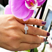 Load image into Gallery viewer, 14K Solid White Gold Round Cut Moissanites Engagement Ring Eternity Style Prong Set 4.00ctw