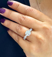 Load image into Gallery viewer, 14K Solid White Gold Round Cut Moissanites Engagement Ring Eternity Style Prong Set 4.00ctw