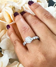 Load image into Gallery viewer, 14K Solid White Gold Round Cut Moissanite and Round Cut Natural Diamond Engagement Ring Eternity Style Prong Set 4.00ctw