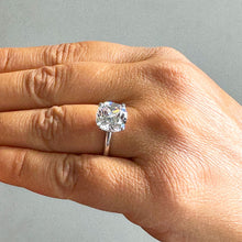 Load image into Gallery viewer, 14K Solid White Gold Cushion Cut Moissanite Engagement Ring Deco, Bridal, Wedding, Anniversary, Four prong, Solitaire 4.00ctw