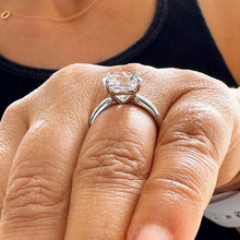 Load image into Gallery viewer, 14K Solid White Gold Cushion Cut Forever One Moissanite Engagement Ring Deco, Bridal, Wedding, Anniversary, Four prong, Solitaire 4.00ctw