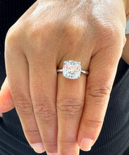 Load image into Gallery viewer, IGI Certified 14k Solid White Gold Cushion Cut Diamond Engagement Ring Solitaire Prong Set 3.00ct F-VS2