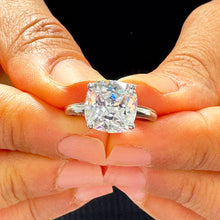 Load image into Gallery viewer, 14K Solid White Gold Cushion Cut Forever One Moissanite Engagement Ring Deco, Bridal, Wedding, Anniversary, Four prong, Solitaire 4.00ctw