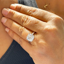 Load image into Gallery viewer, 14K White Gold Oval Cut Forever One Moissanite And Natural Round cut Diamond Engagement Ring Deco, Halo, Bridal, Wedding, Propose 3.25ct