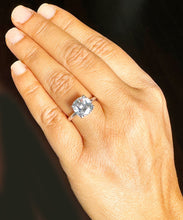 Load image into Gallery viewer, 14K Solid White Gold Cushion Cut Moissanite Engagement Ring Deco, Bridal, Wedding, Anniversary, Four prong, Solitaire 4.00ctw