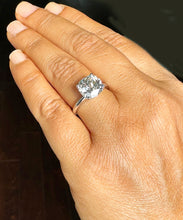 Load image into Gallery viewer, 14K White Gold Oval Cut Forever One Moissanite And Natural Round cut Diamond Engagement Ring Deco, Halo, Bridal, Wedding, Propose 3.25ct