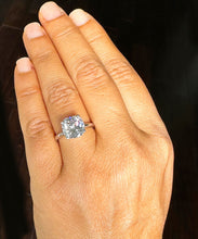 Load image into Gallery viewer, 14K Solid White Gold Cushion Cut Forever One Moissanite Engagement Ring Deco, Bridal, Wedding, Anniversary, Four prong, Solitaire 4.00ctw