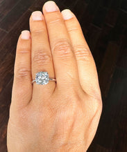 Load image into Gallery viewer, 14K Solid White Gold Cushion Cut Moissanite Engagement Ring Deco, Bridal, Wedding, Anniversary, Four prong, Solitaire 4.00ctw