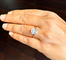 Load image into Gallery viewer, 14k Solid White Gold Oval Cut Simulated Diamond Engagement Ring Solitaire Prong Set 3.00ct