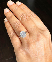 Load image into Gallery viewer, 14K Solid White Gold Oval Cut Forever One Moissanite Engagement Ring Solitaire 3.00ct