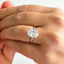Load image into Gallery viewer, 14K Solid White Gold Oval Cut Forever One Moissanite Engagement Ring Solitaire 3.00ct