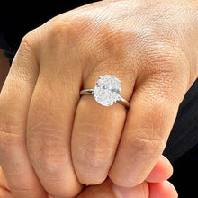 Load image into Gallery viewer, 14k Solid White Gold Oval Cut Simulated Diamond Engagement Ring Solitaire Prong Set 3.00ct