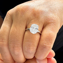 Load image into Gallery viewer, 14K Solid White Gold Oval Cut Moissanite Engagement Ring Solitaire 3.00ct