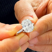 Load image into Gallery viewer, 14K Solid White Gold Oval Cut Forever One Moissanite Engagement Ring Solitaire 3.00ct