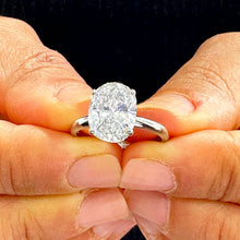 Load image into Gallery viewer, 14K Solid White Gold Oval Cut Moissanite Engagement Ring Solitaire 3.00ct
