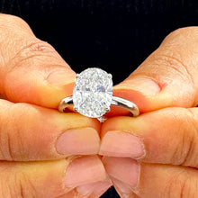 Load image into Gallery viewer, 14K Solid White Gold Oval Cut Forever One Moissanite Engagement Ring Solitaire 3.00ct