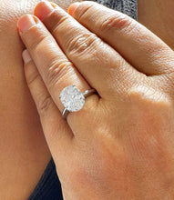 Load image into Gallery viewer, 14k Solid White Gold Oval Cut Simulated Diamond Engagement Ring Solitaire Prong Set 3.00ct