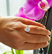 Load image into Gallery viewer, Stunning 14k Solid White Gold Oval And Round Cut Simulated Diamond Engagement Ring Double Halo 6.70ctw