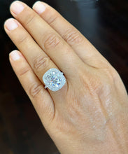 Load image into Gallery viewer, 14k Solid White Gold Oval Cut Moissanite And Round Cut Natural Diamond Engagement Ring Double Halo Bridal Set 6.70ct