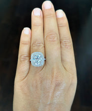 Load image into Gallery viewer, 14k Solid White Gold Oval Cut Moissanite And Round Cut Natural Diamond Engagement Ring Double Halo Bridal Set 6.70ct