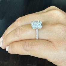 Load image into Gallery viewer, 14K Solid Yellow Gold Cushion Cut Moissanite And Round Cut Natural Diamonds Engagement Ring, Four prong, Solitaire 5.00ctw