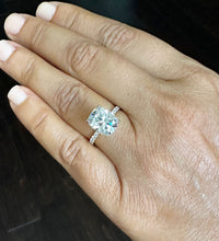 Load image into Gallery viewer, 14K Solid Yellow Gold Cushion Cut Moissanite And Round Cut Natural Diamonds Engagement Ring, Four prong, Solitaire 5.00ctw