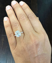 Load image into Gallery viewer, 14K Solid Yellow Gold Cushion Cut Moissanite And Round Cut Natural Diamonds Engagement Ring, Four prong, Solitaire 5.00ctw