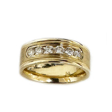 Load image into Gallery viewer, 14K Solid Yellow Gold Round Cut Natural Diamond Men's Band Channel Set 0.50ctw