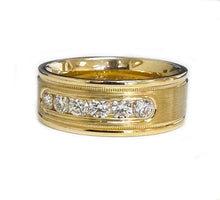 Load image into Gallery viewer, 14K Solid Yellow Gold Round Cut Natural Diamond Men's Band Channel Set 0.50ctw