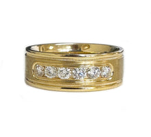 Load image into Gallery viewer, 14K Solid Yellow Gold Round Cut Natural Diamond Men's Band Channel Set 0.50ctw