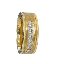 Load image into Gallery viewer, 14K Solid Yellow Gold Round Cut Natural Diamond Men's Band Channel Set 0.50ctw