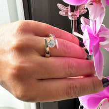 Load image into Gallery viewer, 14k Solid And Heavy Yellow Gold Round Cut Forever One Moissanite Engagement Ring Tension Set, Propose, Anniversary, Large, Solitaire 1.25ctw