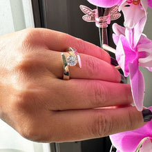 Load image into Gallery viewer, 14k Solid And Heavy Yellow Gold Round Cut Moissanite Engagement Ring Tension Set, Propose, Anniversary, Large, Solitaire 1.25ctw