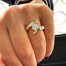 Load image into Gallery viewer, Stunning 14k Solid and Heavy Yellow Gold Round Cut Tension Set Simulated Diamond Engagement Ring Bridal Wedding Anniversary 1.25ct