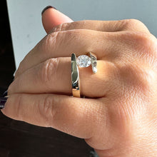 Load image into Gallery viewer, Stunning 14k Solid and Heavy Yellow Gold Round Cut Tension Set Simulated Diamond Engagement Ring Bridal Wedding Anniversary 1.25ct